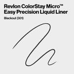 REVLON ColorStay Micro Easy Precision Liquid Eyeliner, Waterproof, Smudgeproof, Longwearing with Felt Tip Applicator, 301 Blackout, 0.057 fl oz