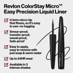 REVLON ColorStay Micro Easy Precision Liquid Eyeliner, Waterproof, Smudgeproof, Longwearing with Felt Tip Applicator, 301 Blackout, 0.057 fl oz