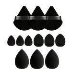 12 pcs Makeup Sponge Blender Sponges for Liquid, Cream, and Powder, Make up sponges for foundation Powder Puff Face Triangle Face Makeup Puff Wet Dry Dual-Use (Black)