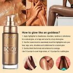 Body Shimmer Oil, Glistening Bronze Natural Glow Luminizer, Long Lasting Waterproof Moisturizing Liquid Illuminator Highlighter Makeup for a Sun-Kissed Glow, Brush Include, 1oz, Medium