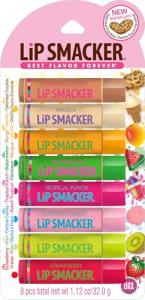 Lip Smacker Original & Best Holiday Flavored Lip Balm Party Pack, Oatmeal Cookie, Vanilla, Mango, Watermelon, Tropical Punch, Cotton Candy, Kiwi, Strawberry, Clear