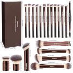 MAANGE 20 Pcs Makeup Brushes with Gift Box, Double-End Multi-functional Makeup Brushes for Blending Liquid Powder Concealer Cream Blush Buffe,CoffeeBrown