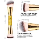 DUcare Foundation Brush Contour Bronzer Makeup Brush Double Ended Self Tanner Brush Sculpting Brush for Blending Liquid Powder Concealer Cream Cosmetics Blush Buffe