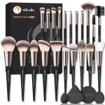 Makeup Brushes Set, Mlemle Professional 25 Pcs Makeup Kit, Include Powder Foundation Concealers Blush Eye shadows 21 Pcs Makeup Brushes and 2 Powder Puff, 2 Makeup Sponge(B02-CreamBlack)