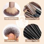 Makeup Brushes Set, Mlemle Professional 25 Pcs Makeup Kit, Include Powder Foundation Concealers Blush Eye shadows 21 Pcs Makeup Brushes and 2 Powder Puff, 2 Makeup Sponge(B02-CreamBlack)