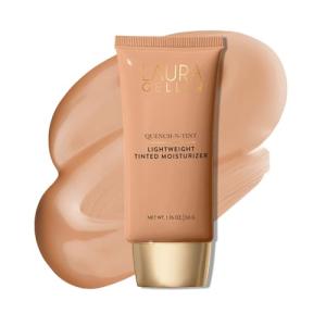 LAURA GELLER NEW YORK Quench-n-Tint Hydrating Foundation - Medium - Sheer to Light Buildable Coverage - Natural Glow Finish - Lightweight Formula with Hyaluronic Acid