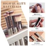 Travel Makeup Brush Set BS-MALL 14 Pcs with 1 Pcs Makeup Sponge – Essential Foundation Powder Concealers, Eye Shadows, Blush Makeup Brushes with Travel Makeup Case (Champagne)