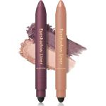 Shadow Liner 2in 1 Eyeliner Eyeshadow, Shadow Liner Duo Plum, Eyeliner + Eyeshadow, Waterproof, Smooth, Long-Lasting & Smudge-Proof Wear,Easy to Color（Champagne+Purple）