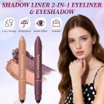 Shadow Liner 2in 1 Eyeliner Eyeshadow, Shadow Liner Duo Plum, Eyeliner + Eyeshadow, Waterproof, Smooth, Long-Lasting & Smudge-Proof Wear,Easy to Color（Champagne+Purple）