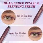 Shadow Liner 2in 1 Eyeliner Eyeshadow, Shadow Liner Duo Plum, Eyeliner + Eyeshadow, Waterproof, Smooth, Long-Lasting & Smudge-Proof Wear,Easy to Color（Champagne+Purple）