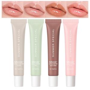 AZHAIBUQI Glossy Butter Lip Balm Set, Instant Moisture and Hydration, Long-lasting Hydrating Non-Sticky Lip Gloss, Care and Soften Dry Lips , 4 Pcs