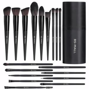 BS-MALL Makeup Brush Set 18 Pcs Premium Synthetic Foundation Powder Concealers Eye shadows Blush Makeup Brushes with black case (C-Black）