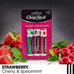 ChapStick Lip Care Set, Classic Collection 3-Pack – Spearmint, Cherry, and Strawberry Lip Balm, 0.15 Oz Ea