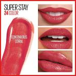 Maybelline Super Stay 24, 2-Step Liquid Lipstick Makeup, Long Lasting Highly Pigmented Color with Moisturizing Balm, Continuous Coral, Coral Pink, 1 Count