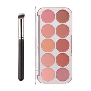 JUYANGYAN 10 Colors Blush Palette for Cheeks, Lightweight Matte Finish Blush Powder for Face, Buildable Facial Makeup Palette