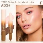 Contour Highlighter Stick，2-in-1 Dual-Ended Cream Bronzer & Highlighter Sticks Pen for Face Body Contouring Makeup- Buildable，Waterproof, Easy to Apply Suitable for Beginners，03Darker Nude+Light Pink
