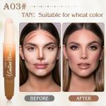Contour Highlighter Stick，2-in-1 Dual-Ended Cream Bronzer & Highlighter Sticks Pen for Face Body Contouring Makeup- Buildable，Waterproof, Easy to Apply Suitable for Beginners，03Darker Nude+Light Pink