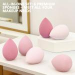 Makeup Sponge Set 6 Pack Pink, Beauty Blender for Foundation, Powder, Liquid & Cream, Soft Latex-Free Reusable Cosmetic Sponges, Flawless Face Applicator for Women