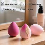 Makeup Sponge Set 6 Pack Pink, Beauty Blender for Foundation, Powder, Liquid & Cream, Soft Latex-Free Reusable Cosmetic Sponges, Flawless Face Applicator for Women