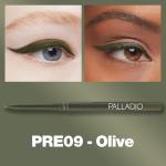 Palladio Retractable Waterproof Eyeliner, Richly Pigmented Color and Creamy, Slip Twist Up Pencil Eye Liner, Smudge Proof Long Lasting Application, All Day Wear, No Sharpener Required, Olive