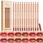 12 Colors Lip Liner Set, Matte Finish Series Lip Liners Pen Kit for Women, Long Lasting Waterproof Smooth High Pigmented Lip Pencil for Daily Makeup (Set A)