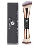 KINGMAS Foundation Brush, Premium Bronzer Makeup Brush, Double Ended Contour Brushes Flat & Angled Round Top for Blending Liquid Powder Concealer Cream Blush