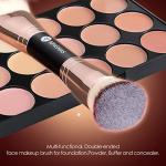 KINGMAS Foundation Brush, Premium Bronzer Makeup Brush, Double Ended Contour Brushes Flat & Angled Round Top for Blending Liquid Powder Concealer Cream Blush