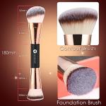 KINGMAS Foundation Brush, Premium Bronzer Makeup Brush, Double Ended Contour Brushes Flat & Angled Round Top for Blending Liquid Powder Concealer Cream Blush