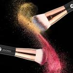 KINGMAS Foundation Brush, Premium Bronzer Makeup Brush, Double Ended Contour Brushes Flat & Angled Round Top for Blending Liquid Powder Concealer Cream Blush