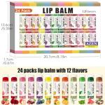 AZEN 24 Pack Lip Balm, Natural Lip Balm Bulk, Lip Care Product, Moisturizing Lip Balms for dry cracked lips - 12 Flavors