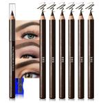 WanTuoluo Eyebrow Pencils for Women with Sharpener, 6Pcs Hard-Core Wooden Eye Brow Eye Liner Pencils for Beginner Makeup, Waterproof & Sweat-Proof (6Pcs-Dark Brown)