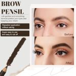 WanTuoluo Eyebrow Pencils for Women with Sharpener, 6Pcs Hard-Core Wooden Eye Brow Eye Liner Pencils for Beginner Makeup, Waterproof & Sweat-Proof (6Pcs-Dark Brown)