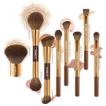 MAANGE 8 PCS Makeup Brush Set Double-end Makeup Brushes Foundationfor Blending Liquid Powder Concealer Contour Eyeshadow Blush Double Sided Brushes Set (Coffee Gold)