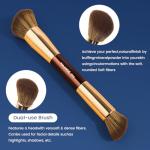 MAANGE 8 PCS Makeup Brush Set Double-end Makeup Brushes Foundationfor Blending Liquid Powder Concealer Contour Eyeshadow Blush Double Sided Brushes Set (Coffee Gold)