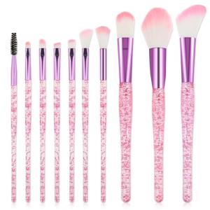 10 PCS Glitter Crystal Makeup Brush Set Cute Makeup Brushes Bling Professional Concealer Eye Shadow Eyeliner Blush Lip Blending Synthetic Brushes Tools Kit Face Cosmetics Blending Brushes for Women