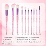 10 PCS Glitter Crystal Makeup Brush Set Cute Makeup Brushes Bling Professional Concealer Eye Shadow Eyeliner Blush Lip Blending Synthetic Brushes Tools Kit Face Cosmetics Blending Brushes for Women