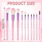 10 PCS Glitter Crystal Makeup Brush Set Cute Makeup Brushes Bling Professional Concealer Eye Shadow Eyeliner Blush Lip Blending Synthetic Brushes Tools Kit Face Cosmetics Blending Brushes for Women