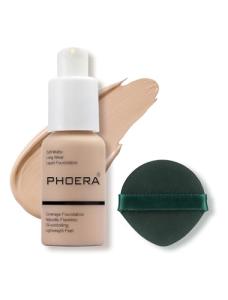 PHOERA Foundation Makeup, Flawless Soft Matte Oil Control Liquid Foundation, Full Coverage Mattle Oil-Control Concealer for Older Women, Great Choice For Gift (#102 Nude)
