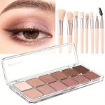 MooGlamor 12 Color Eye Shadow Palette Matte Shimmer Eyeshadow Palette with 8 Soft Brushes Blendable Eye Shadow for Women Makeup Palette