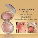 Baked Blush, Marbleized Blush for Cheeks, Shimmery Satin Finish Powder Blushes Palette, Buildable Color Natural Face Makeup Powder