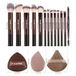 MAANGE 16PCS Makeup Brush Set Travel Makeup Brushes for Liquid Powder Contour Concealer Cream Cosmetics Blending Eyeshadow Eyeliner (Coffee)