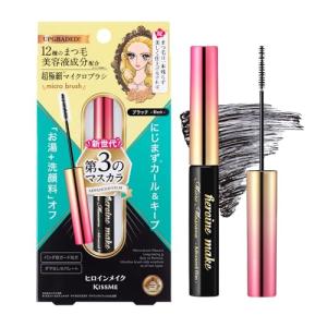 Heroine Make by KissMe Mini Mascara Black, Waterproof Mascara Volume and Length with Ultra-Fine Brush for Precise Application, Hypoallergenic & Long-Lasting, Smudge-Proof Lashes, Made in Japan 1 EA