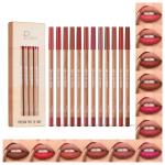 Espoce Lip Liner Set, 12Pcs Pure Natural Oak Brown Pink Red Series Lip Liners, Smooth and High Pigmented Lip Makeup Pencil