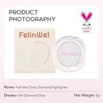 FelinWel Highlighter Palette, Shimmer Illuminator, Long Lasting Natural Glow Powder for Face & Body, Smooth Buildable Highlighter Makeup，Diamond Glow