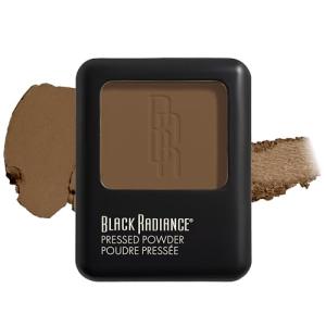 Black Radiance Pressed Powder, Pigment-Rich Matte Finish for Light Skin Tones, Oil-Absorbing Compact with Mirror & Sponge - Golden Almond