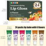 AZEN 24 Pack Lip Gloss Set, Clear Lip Gloss Bulk, Lip Oil for Dry Cracked Lips Moisturizing Hydrating Nourishing with Vitamin E