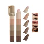 UOCK Five-color eyeshadow stick set, matte and shimmer eyeshadow pencils, face highlighter sticks, and eye makeup pencils, highly pigmented eyeshadow palette (02#)