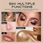 UOCK Five-color eyeshadow stick set, matte and shimmer eyeshadow pencils, face highlighter sticks, and eye makeup pencils, highly pigmented eyeshadow palette (02#)