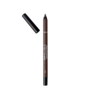 L'Oreal Paris Makeup Infallible Pro-Last Pencil Eyeliner, Waterproof and Smudge-Resistant, Glides on Easily to Create any Look, Brown, 0.042 oz.
