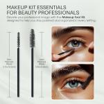 OrKo Disposable Makeup Applicator Kit with Spatulas, Lip Applicators, Eyeliner Brushes, Sponge, Eye Brow & Mascara Brush Includes Portable Collapsible Trash Bin Ideal for Makeup Artist - (104 Pcs)